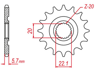 Zębatka przednia 2103 14 gas gas ec 250/300/450f `11-15, yamaha yz 125, wr 250, yz250f `01-'21, wr 250f '10-'14 (e250-13 (+1) (jtf1590.14)